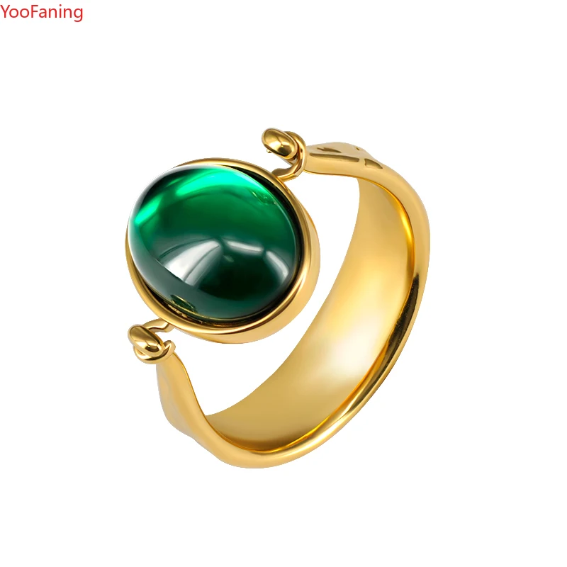 

24k Gold/Silver Rings for women Green Zircon Brass Ring Punk Style Fashion Ring Jewelry Accessories Whole Sale party accessories