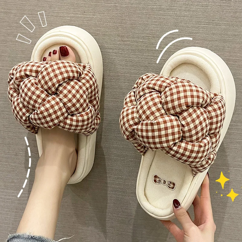2022 Summer Platform Bread Slippers Women Open Toe Cross Flip Flops Rope Braid Slides Mules Design Slippers Shoes Home Slippers
2022 Summer Platform Bread Slippers Women Open Toe Cross Flip Flops Rope Braid Slides Mules Design Slippers Shoes Home Slippers