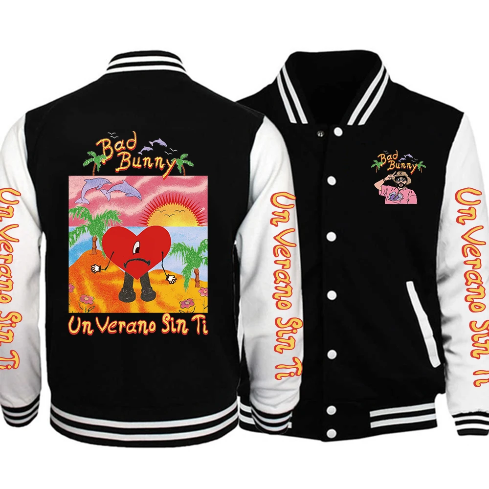 Fashion Rapper Bad Bunny Un Verano Sin Ti Jackets Women Men's Couple Baseball Jacket Coat Streetwear 
Fashion Rapper Bad Bunny Un Verano Sin Ti Jackets Women Men's Couple Baseball Jacket Coat Streetwear