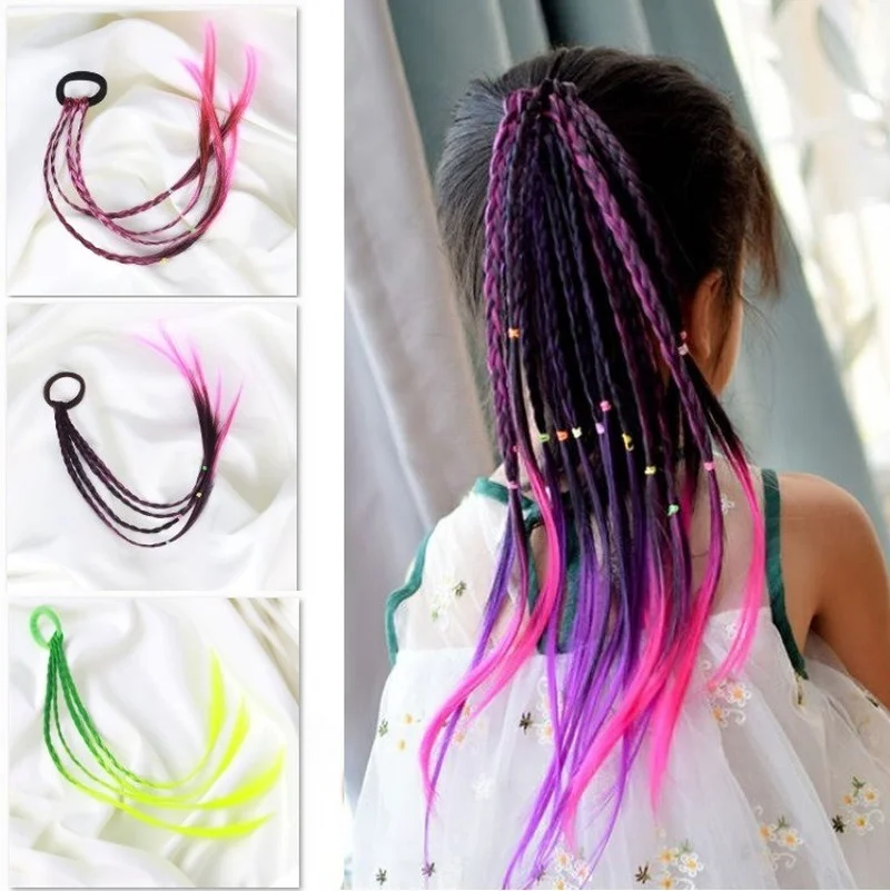 

1pc Korean Style Children Rubber bands Wig Braids Multi-color Kids Elastics Hair Rope Girl Cute Hair Accessories