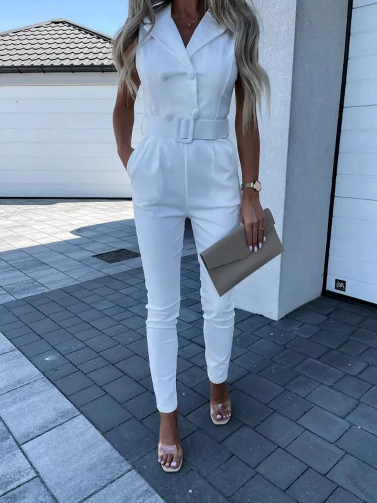 Summer Elegant Sleeveless Button Solid Playsuit New Women Fashion Turn-down Collar Pencil Jumpsuit Office Casual Pockets Romper
Summer Elegant Sleeveless Button Solid Playsuit New Women Fashion Turn-down Collar Pencil Jumpsuit Office Casual Pockets Romper