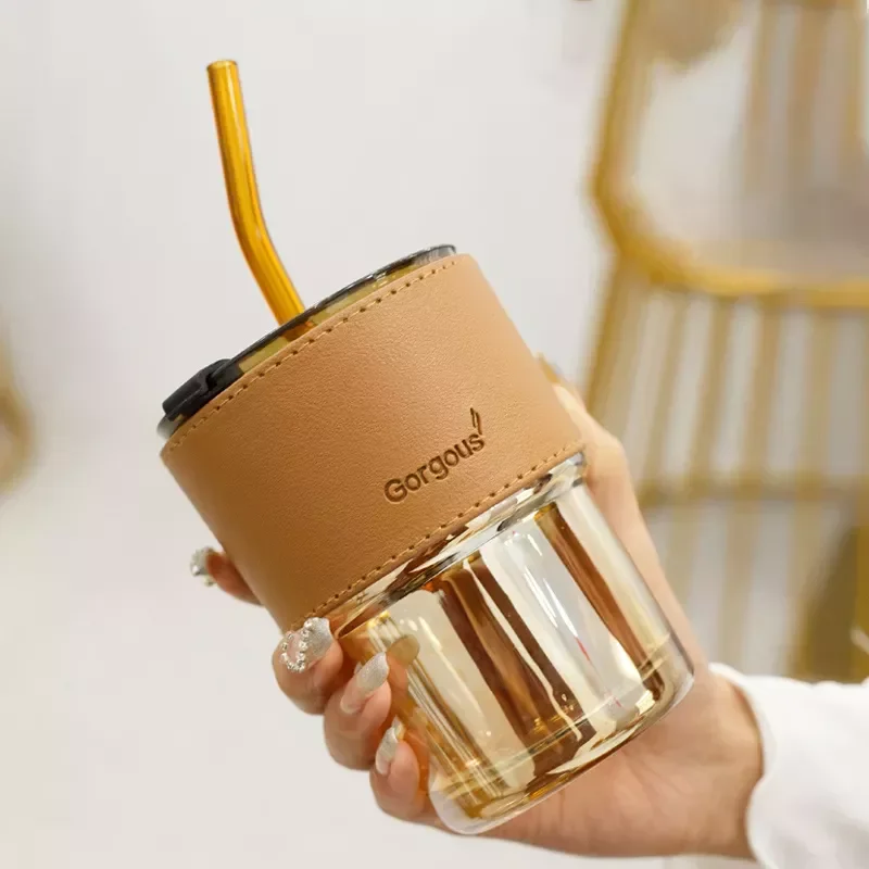High Grade Glass Coffee Cup With Straw Versatile Portable Creative To-go Water Mug Cover Thickened Bottom Nordic Style
High Grade Glass Coffee Cup With Straw Versatile Portable Creative To-go Water Mug Cover Thickened Bottom Nordic Style