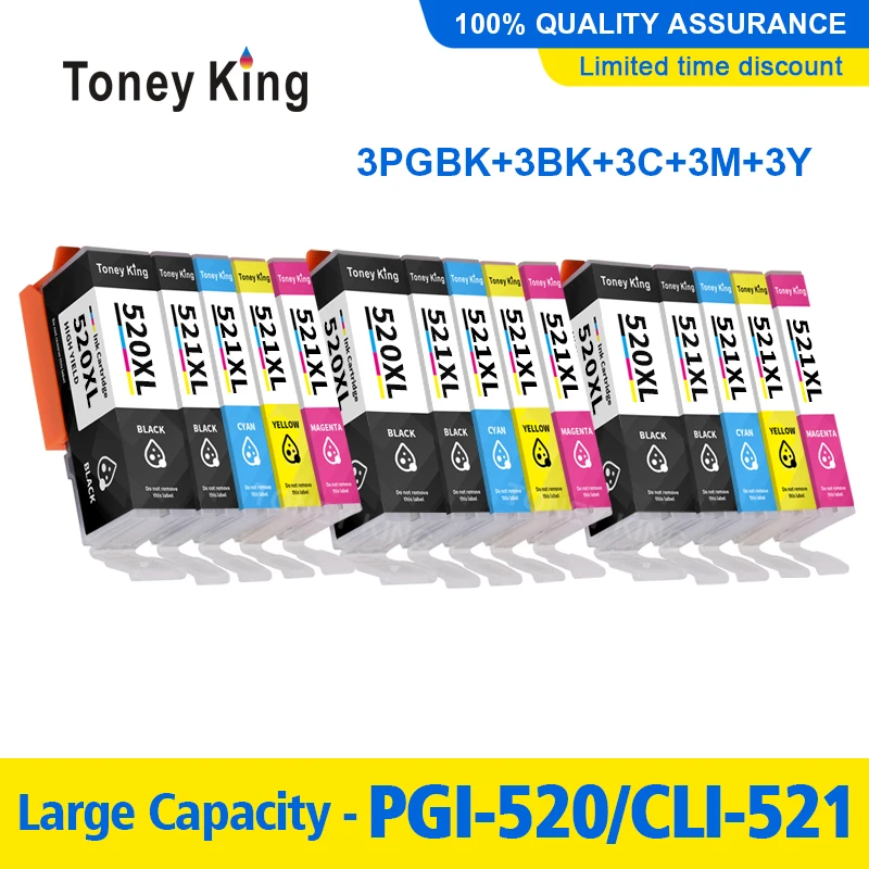 Toney King PGI-520 CLI-521 Ink Cartridges Compatible for Canon PIXMA iP 3600 4600 4700 MP 540 550 560 620 630 640 980 MX860
Toney King PGI-520 CLI-521 Ink Cartridges Compatible for Canon PIXMA iP 3600 4600 4700 MP 540 550 560 620 630 640 980 MX860
