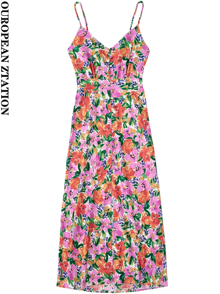 PAILETE Women 2022 fashion floral print slit midi dress vintage backless side zipper thin straps female dresses vestidos mujer
PAILETE Women 2022 fashion floral print slit midi dress vintage backless side zipper thin straps female dresses vestidos mujer