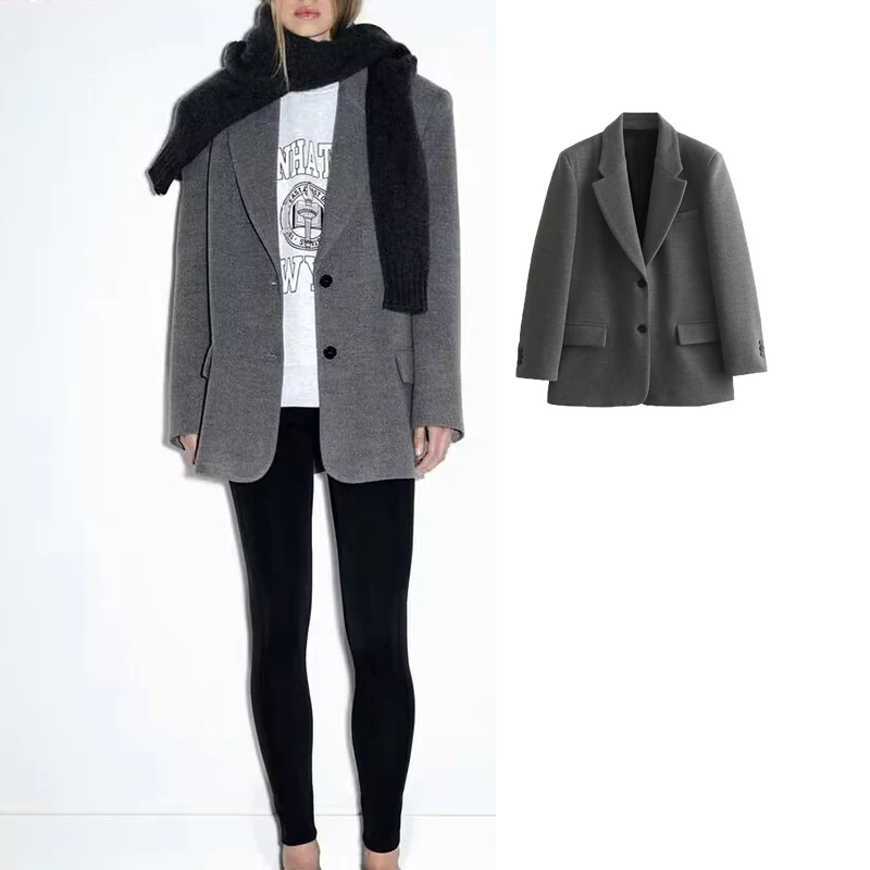 TRAF 2023 New Blazer for Women Single Breasted Jacket Women Long Sleeve Office Wear Blazer Woman Streetwear Coat Female Blazers
TRAF 2023 New Blazer for Women Single Breasted Jacket Women Long Sleeve Office Wear Blazer Woman Streetwear Coat Female Blazers