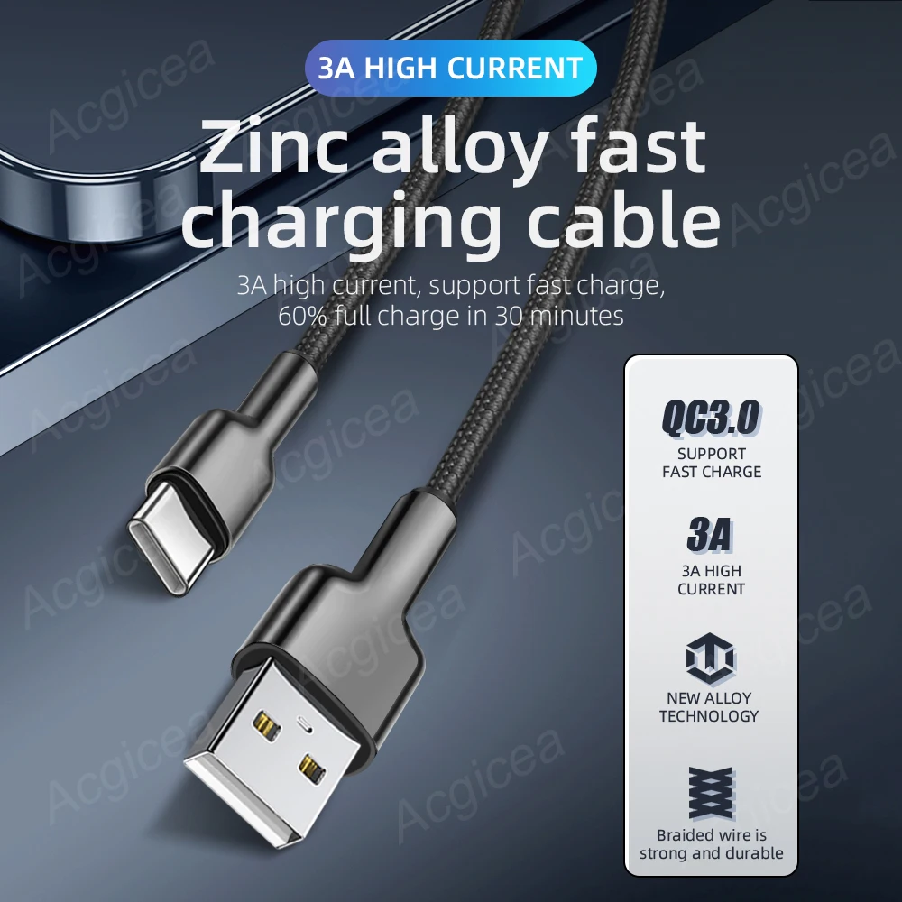 3A Type C Cable Micro USB Cable QC 3.0 for iphone Xiaomi 12 11 pro Samsung Fast Charging Wire Data Cord Zinc Alloy USB C Cable
3A Type C Cable Micro USB Cable QC 3.0 for iphone Xiaomi 12 11 pro Samsung Fast Charging Wire Data Cord Zinc Alloy USB C Cable