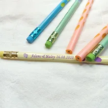 Personalized Name Colored Wooden Pencils Customized School Decor Pen With Eraser Wedding Gift Favors Baby Shower Party