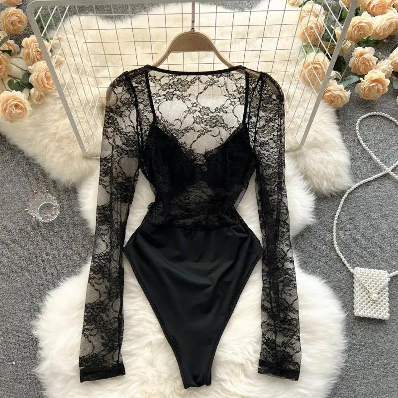 Women Clothing 2023 Spring Sexy Rompers Womens Korean Fashion Jumpsuit V-neck Hollow Out Lace Black Bodycon Lingerie Bodysuits
Women Clothing 2023 Spring Sexy Rompers Womens Korean Fashion Jumpsuit V-neck Hollow Out Lace Black Bodycon Lingerie Bodysuits