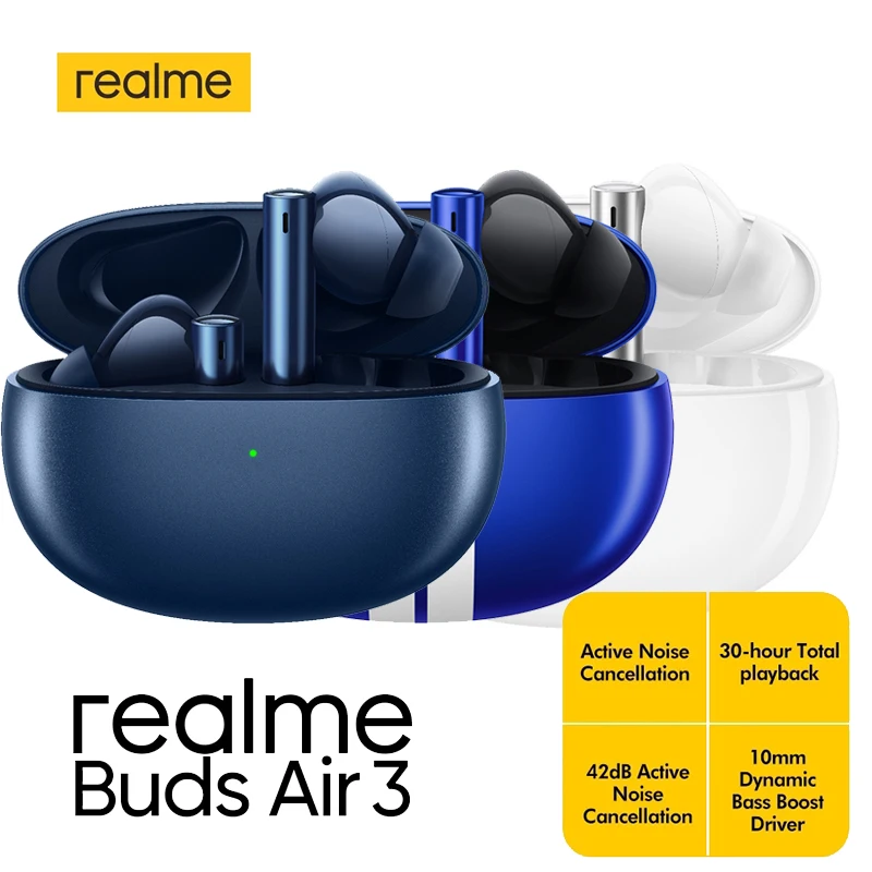 Realme Buds Air 3 Wireless Earphone 42dB Active Noice Cancelling IPX5 Water Resistant Game Music Sports Bluetooth Headphones
Realme Buds Air 3 Wireless Earphone 42dB Active Noice Cancelling IPX5 Water Resistant Game Music Sports Bluetooth Headphones