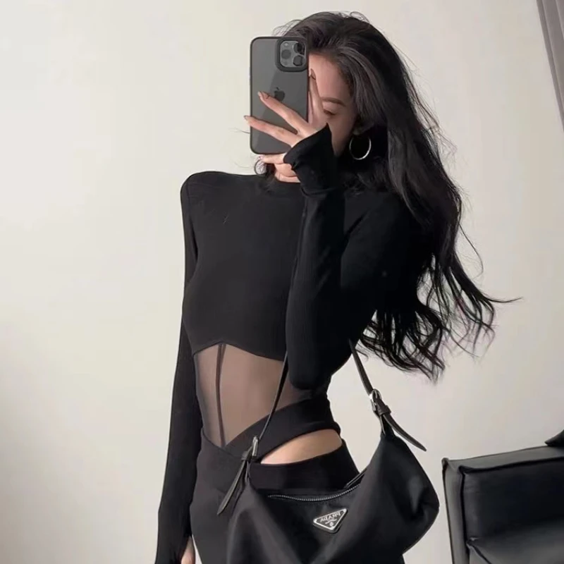 2022 Brand New Long Sleeve Sexy Club T-shirt Transparent Mesh Splicing Bodysuit Women Tops Spring Tee Camiseta
2022 Brand New Long Sleeve Sexy Club T-shirt Transparent Mesh Splicing Bodysuit Women Tops Spring Tee Camiseta