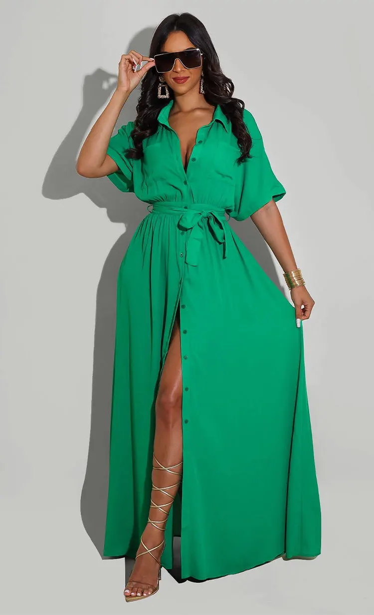 Lady Office Dress Women Boho Shirt Dress Fashion Loose Short Sleeves Lapel Collar Lace-up Button Party Female Casual Long Robe
Lady Office Dress Women Boho Shirt Dress Fashion Loose Short Sleeves Lapel Collar Lace-up Button Party Female Casual Long Robe