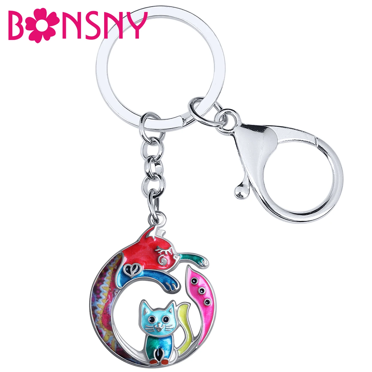 BONSNY Enamel Alloy Metal Round Shape Sweet Cat Keychains Kitten Key Chain Ring Fashion Pets Jewelry For Women Girls Charms Gift
BONSNY Enamel Alloy Metal Round Shape Sweet Cat Keychains Kitten Key Chain Ring Fashion Pets Jewelry For Women Girls Charms Gift