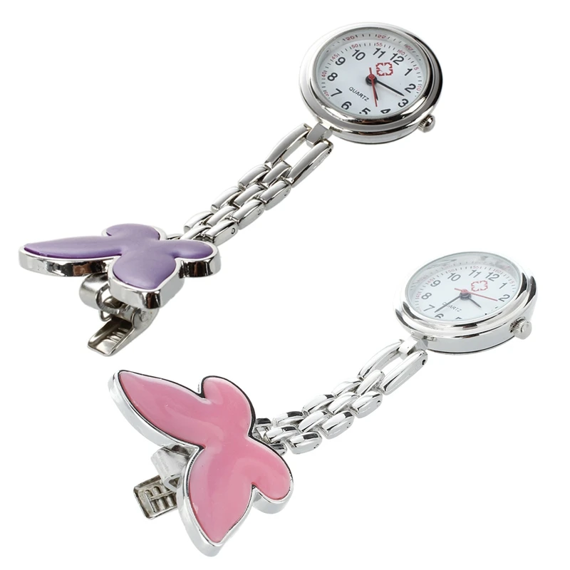2Pcs Quartz Movement Clip Nurse Brooch Fob Tunic Pendant Watch - Pink Butterfly & Purple Butterfly
2Pcs Quartz Movement Clip Nurse Brooch Fob Tunic Pendant Watch - Pink Butterfly & Purple Butterfly