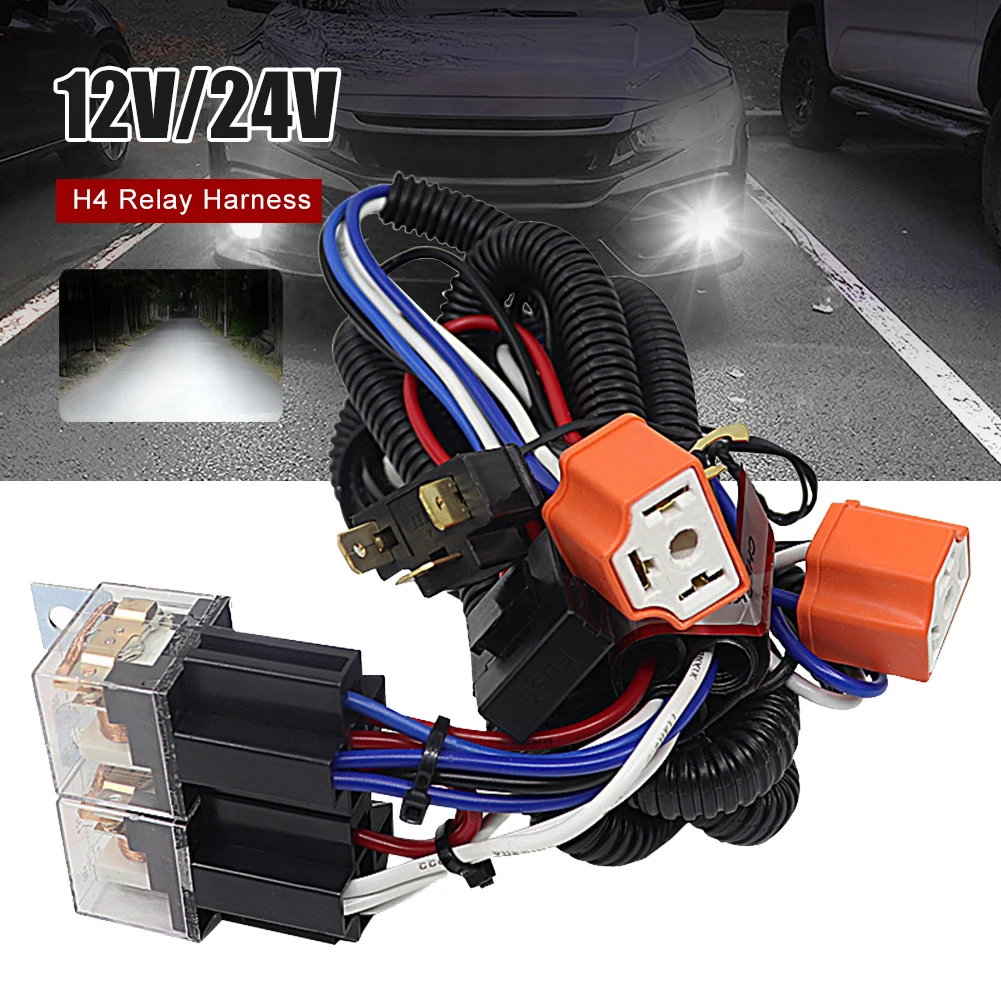 Universal H4 LED Relay Harness Kit LED Headlight Brightener Wiring Harness 12V 24V Modification with 25A Fuse Ceramic Socket
Universal H4 LED Relay Harness Kit LED Headlight Brightener Wiring Harness 12V 24V Modification with 25A Fuse Ceramic Socket