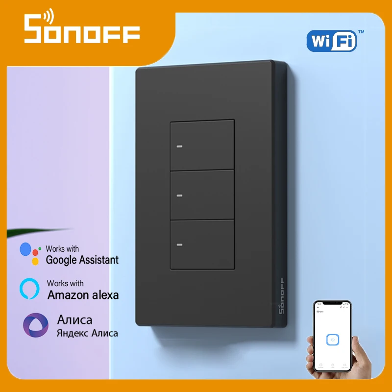 Умный настенный выключатель SONOFF M5 SwitchMan 120, американский тип 1/2/3, механический кнопочный переключатель с рамкой, расписание для умного дома
Умный настенный выключатель SONOFF M5 SwitchMan 120, американский тип 1/2/3, механический кнопочный переключатель с рамкой, расписание для умного дома