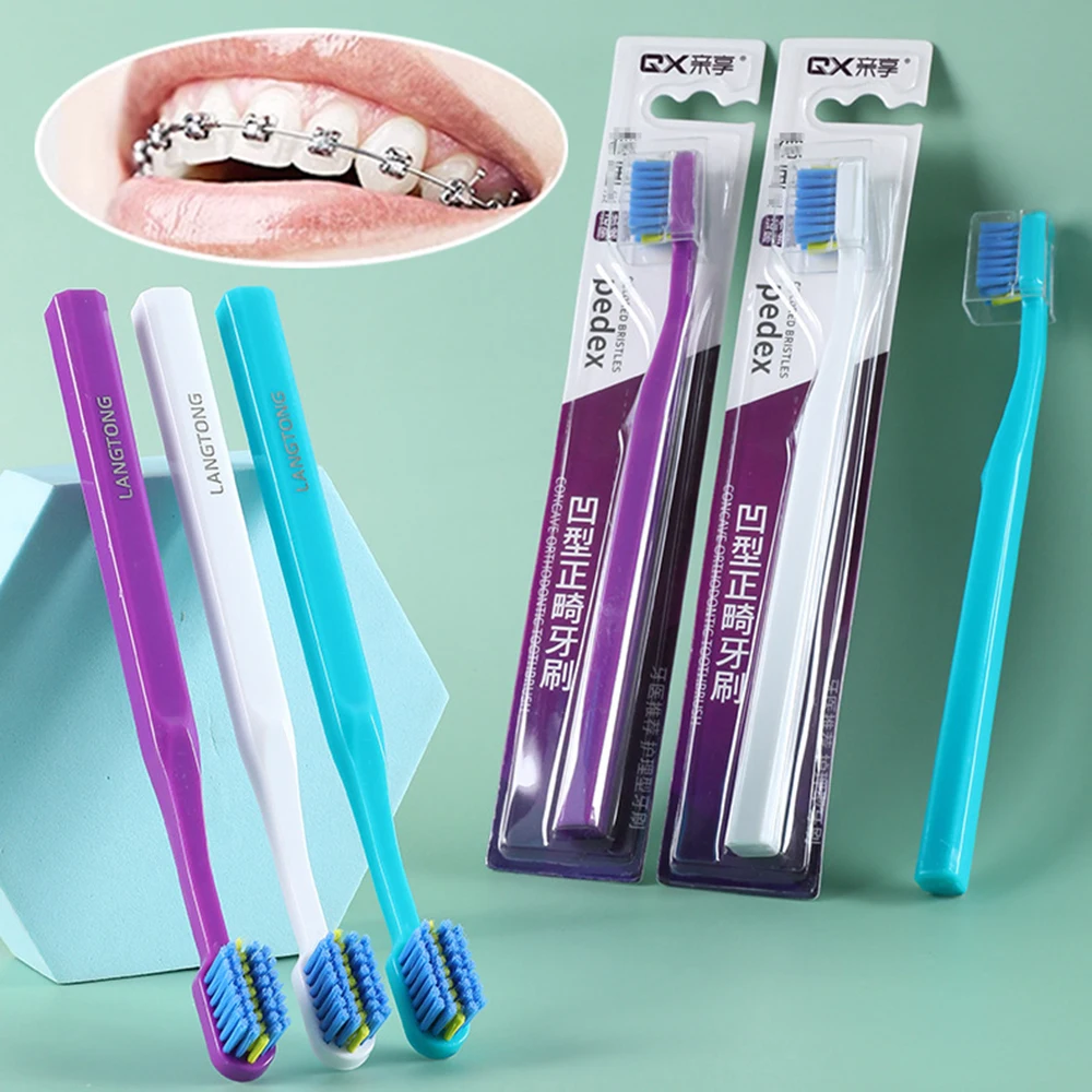 

Soft Bristle Toothbrush Orthodontic Dental Cleaning Tooth Brush Concave And Convex Design Brace Clean Oral Hygiene Oral Health