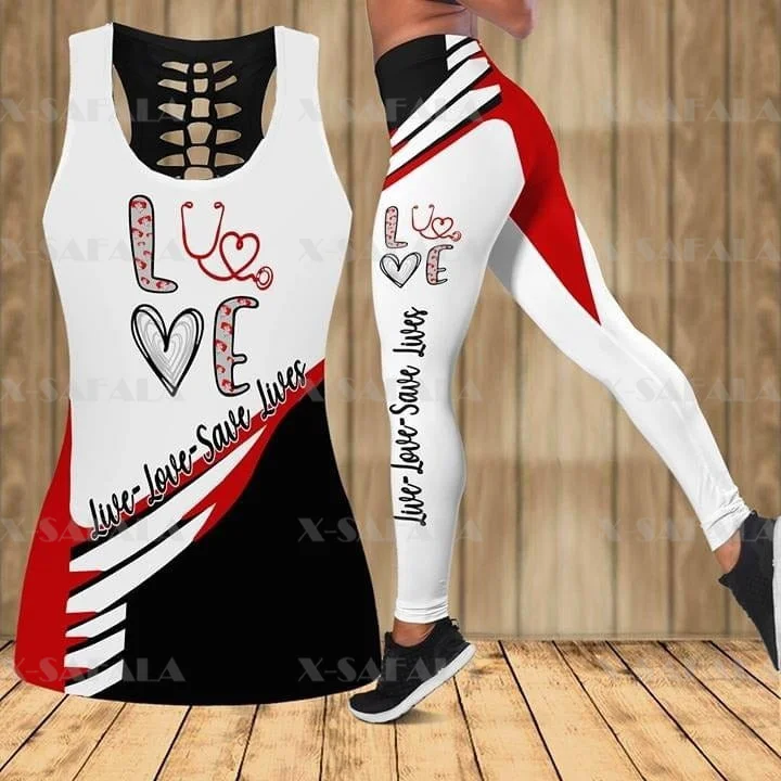 Love Save Life Nurse Combo Two Piece Yoga Set Women 3D Print Hollow Out Tank Top High Waist Legging Summer Casual Sport-2
Love Save Life Nurse Combo Two Piece Yoga Set Women 3D Print Hollow Out Tank Top High Waist Legging Summer Casual Sport-2