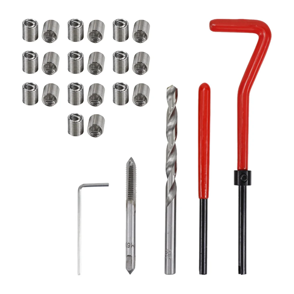 25pcs M6 Metric Car Coil Thread Repair Insert Tool Kit Coil Tool Coarse Crowbar Car Repair Tools with Wrench Twist Drill Bit
25pcs M6 Metric Car Coil Thread Repair Insert Tool Kit Coil Tool Coarse Crowbar Car Repair Tools with Wrench Twist Drill Bit