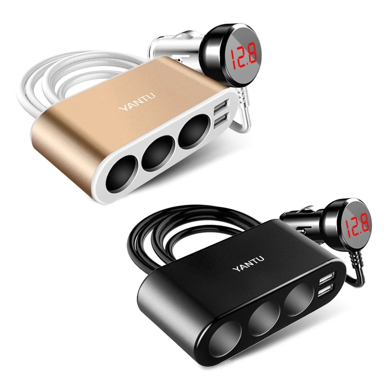 

100W 3 Socket Cigarette lighter Splitter Power Adapter DC Outlet Car Charger Splitter Dual USB Car Charger for Dash Cam