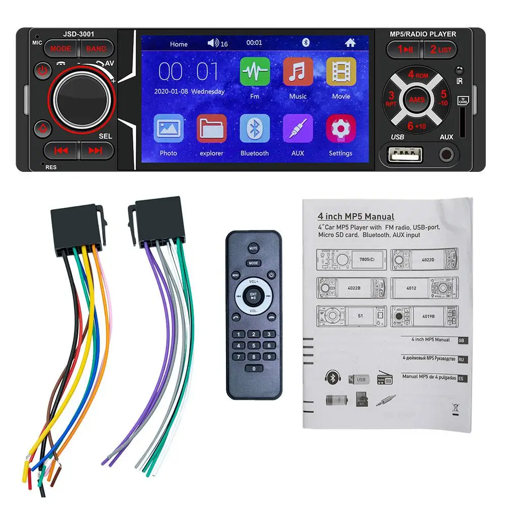 4 inch Touch Screen Car Mp5 Video Player Auto Stereo Multimedia Player Bluetooth-compatible Wireless Transmission Handsfree Call
4 inch Touch Screen Car Mp5 Video Player Auto Stereo Multimedia Player Bluetooth-compatible Wireless Transmission Handsfree Call