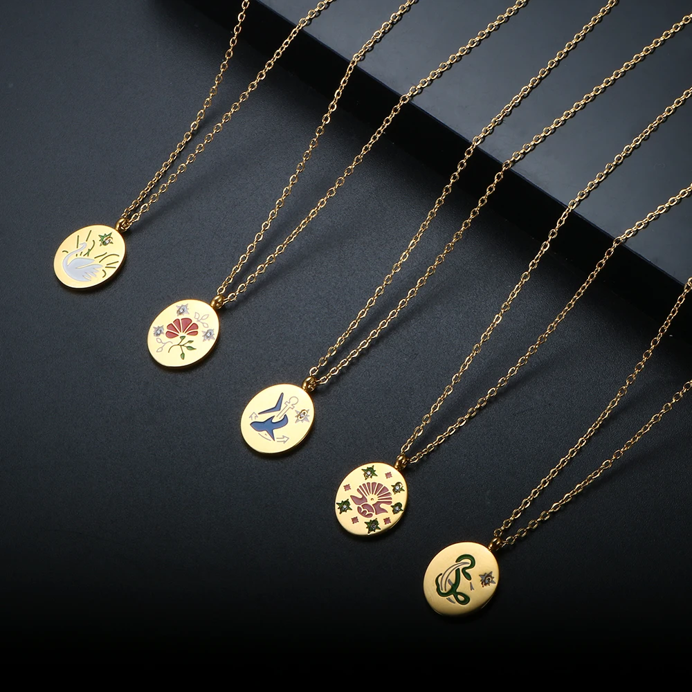 ZMFashion Flowers Animal Pendant Necklaces Colorful Oil Dripping Enamel Choker Oil Painting Pattern Chain For Women Men Jewelry
ZMFashion Flowers Animal Pendant Necklaces Colorful Oil Dripping Enamel Choker Oil Painting Pattern Chain For Women Men Jewelry