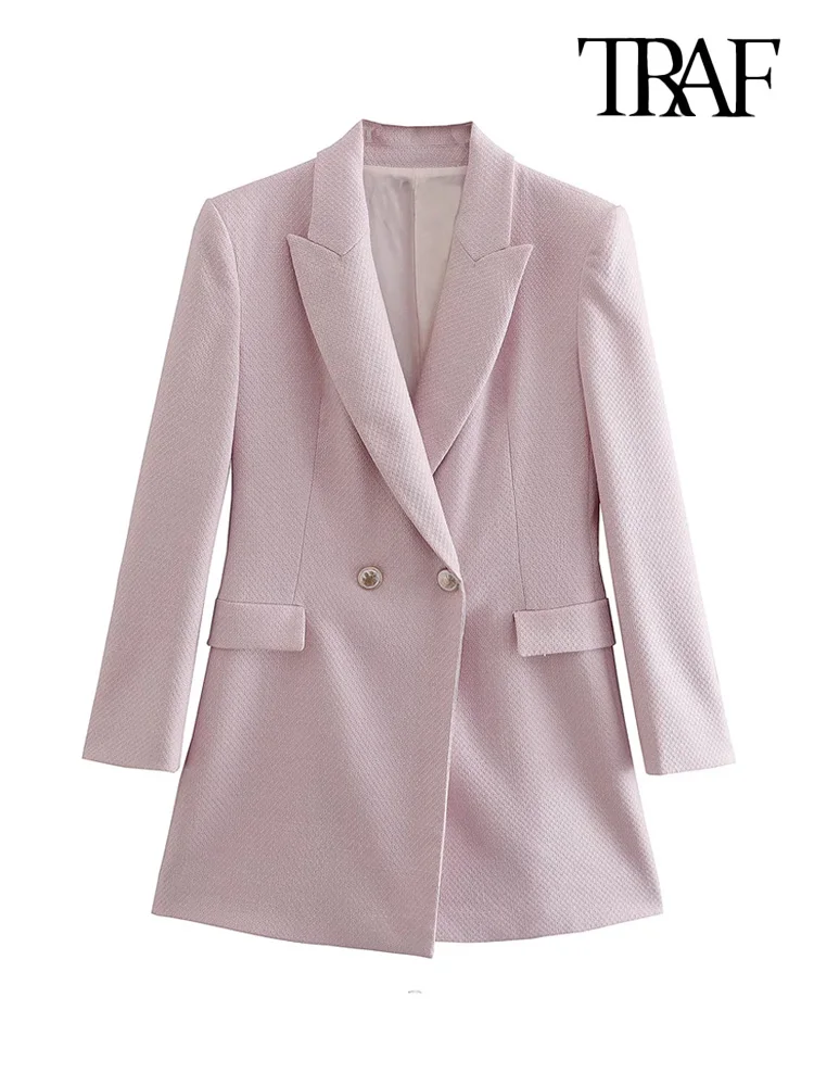 TRAF Women Fashion Long Fitted Double Breasted Blazer Coat Vintage Long Sleeve Flap Pockets Female Outerwear Chic Veste
TRAF Women Fashion Long Fitted Double Breasted Blazer Coat Vintage Long Sleeve Flap Pockets Female Outerwear Chic Veste