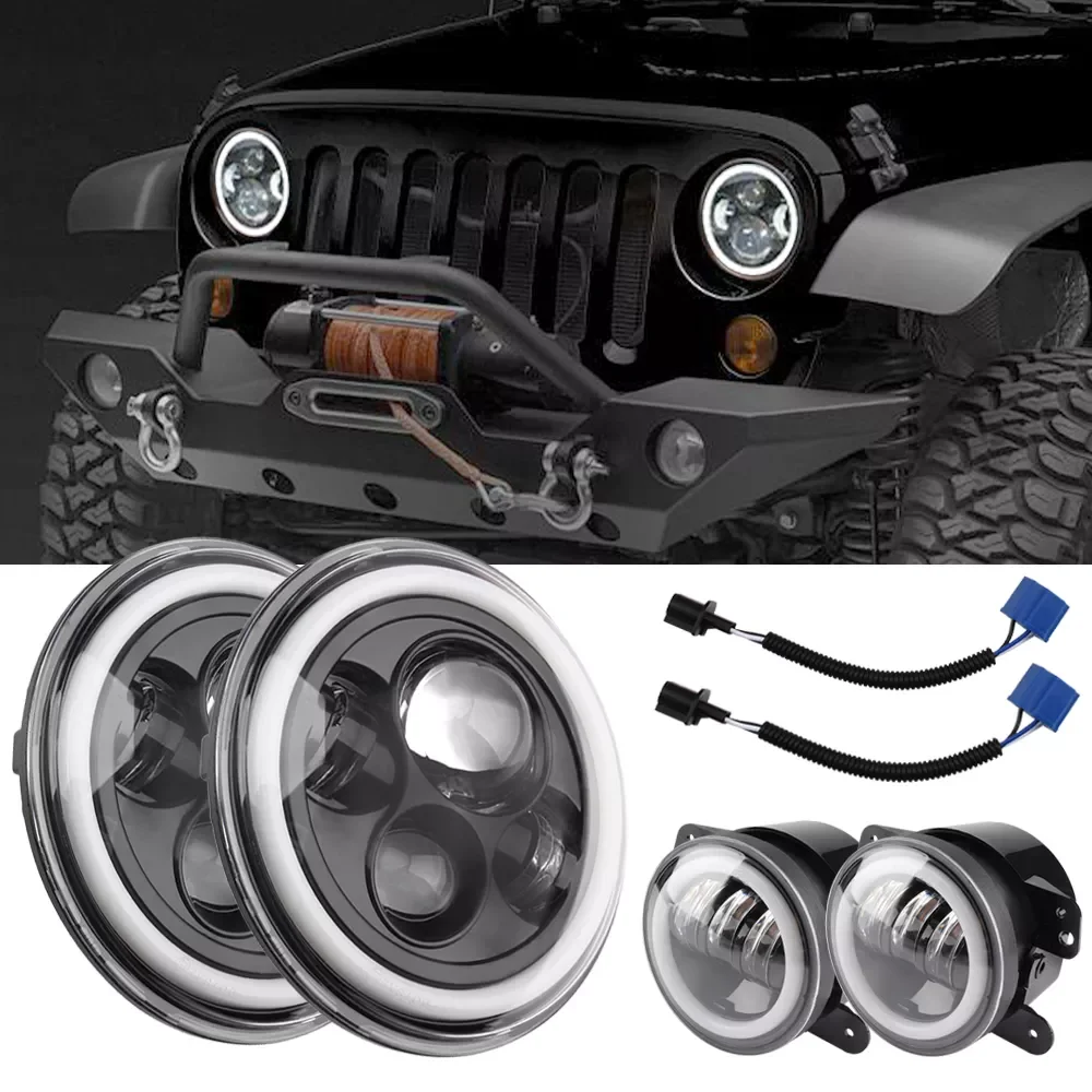 New 7 Inch 2007-2017 Jeep Wrangler JK Halo LED Headlights Halo LED Fog Lights Combo Kit Work Light Automobiles Accessories
New 7 Inch 2007-2017 Jeep Wrangler JK Halo LED Headlights Halo LED Fog Lights Combo Kit Work Light Automobiles Accessories