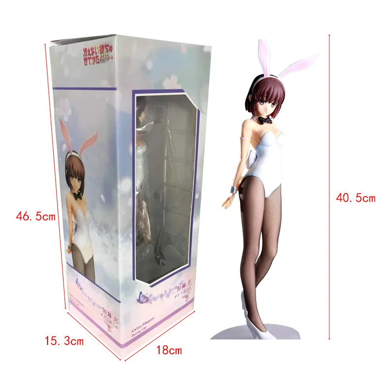 

Boxed 40.5CM Anime Saenai Kanojo no Sodatekata Blessing Flowers Megumi Kato Sexy Bunny Girl 1/4 PVC figure Model toys gifts
