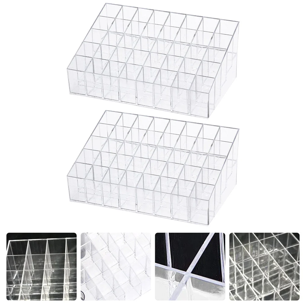 

2 Pcs Jewelry Stands Lipstick Display Multi-grid Rack Accessory Showcase Desktop White Household Organizer Supply