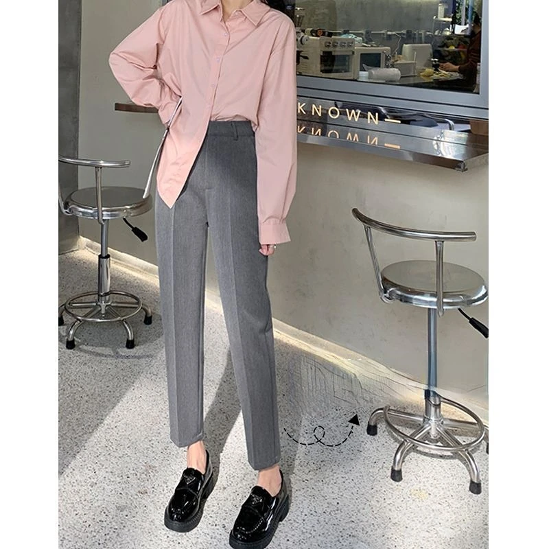 New Formal Casual Pants Women Button Pleated Straight Slim Pants Spring Summer Solid High Waist Trousers Office Lady A55
New Formal Casual Pants Women Button Pleated Straight Slim Pants Spring Summer Solid High Waist Trousers Office Lady A55