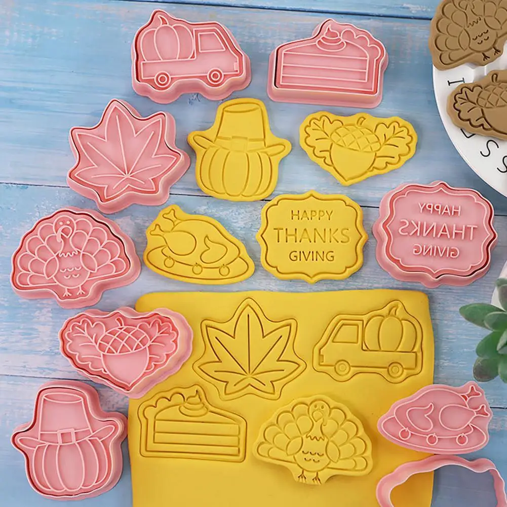 8Pcs/Set Baking Mold Non-sticky Reusable Food Grade Safe Clear Texture DIY Baking Tool Maple Turkey Pumpkin Fondant Mold for Tha
8Pcs/Set Baking Mold Non-sticky Reusable Food Grade Safe Clear Texture DIY Baking Tool Maple Turkey Pumpkin Fondant Mold for Tha