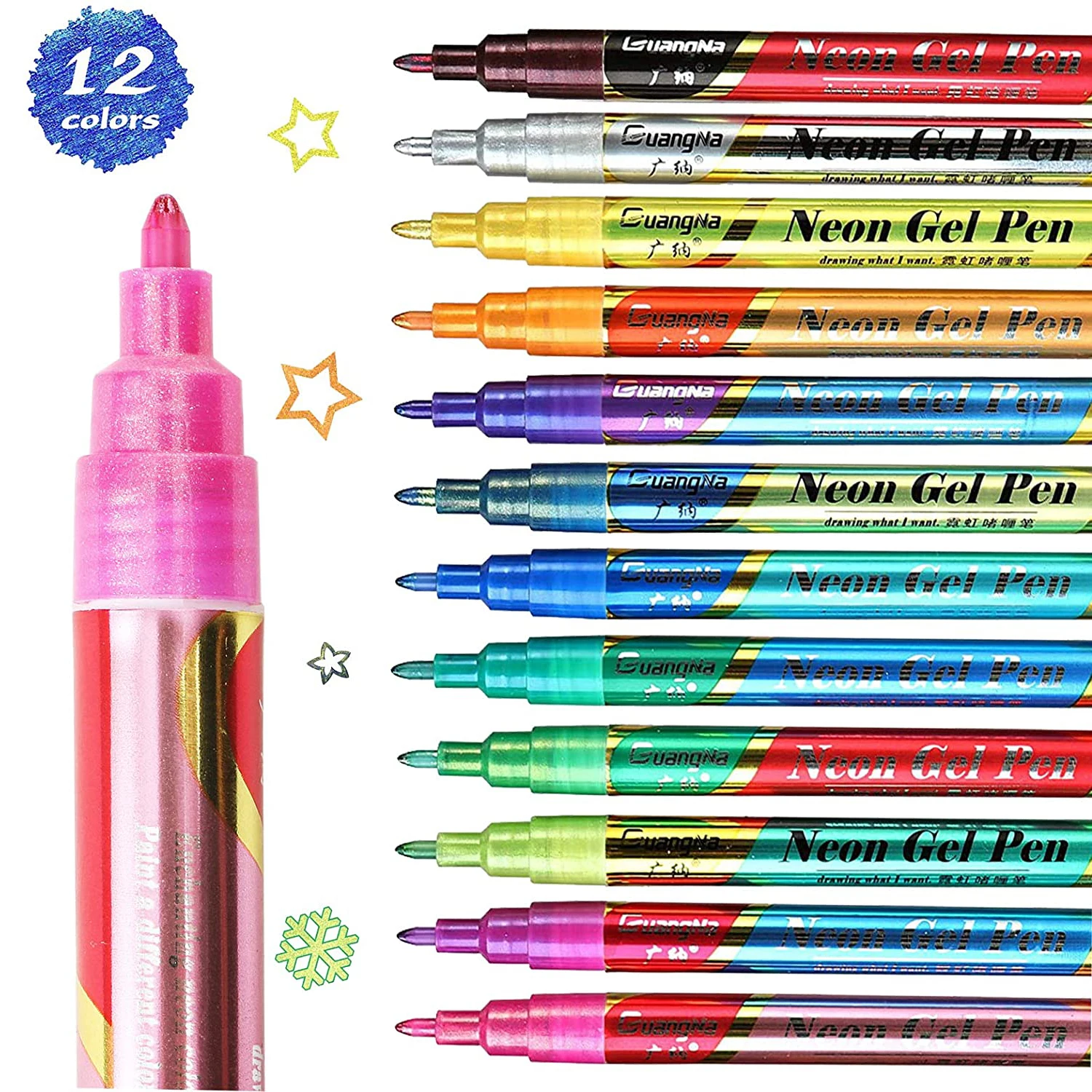 Glitter Metallic Paint Pens, Sparkle Color Art Painting Gel Pen Kit for Greeting Cards, Mugs, Art Drawing, Rock Painting 12pcs
Glitter Metallic Paint Pens, Sparkle Color Art Painting Gel Pen Kit for Greeting Cards, Mugs, Art Drawing, Rock Painting 12pcs
