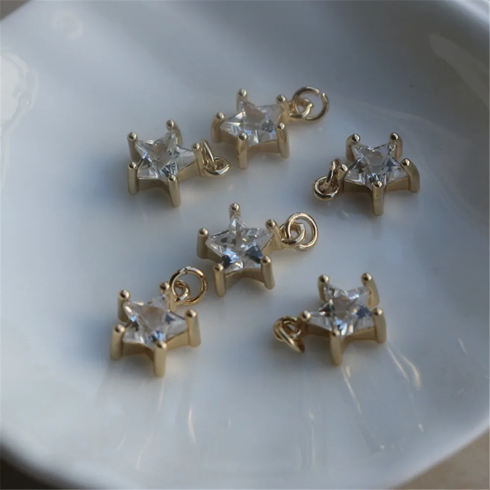 14K gold accessories/inlaid zircon five-pointed star outer diameter 9mm diy jewelry accessories hand chain pendant
14K gold accessories/inlaid zircon five-pointed star outer diameter 9mm diy jewelry accessories hand chain pendant