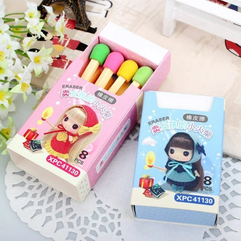 8pcs/box Cute Kawaii Matches Eraser Lovely Colored Eraser For Kids Students Kids Creative Item Gift
8pcs/box Cute Kawaii Matches Eraser Lovely Colored Eraser For Kids Students Kids Creative Item Gift