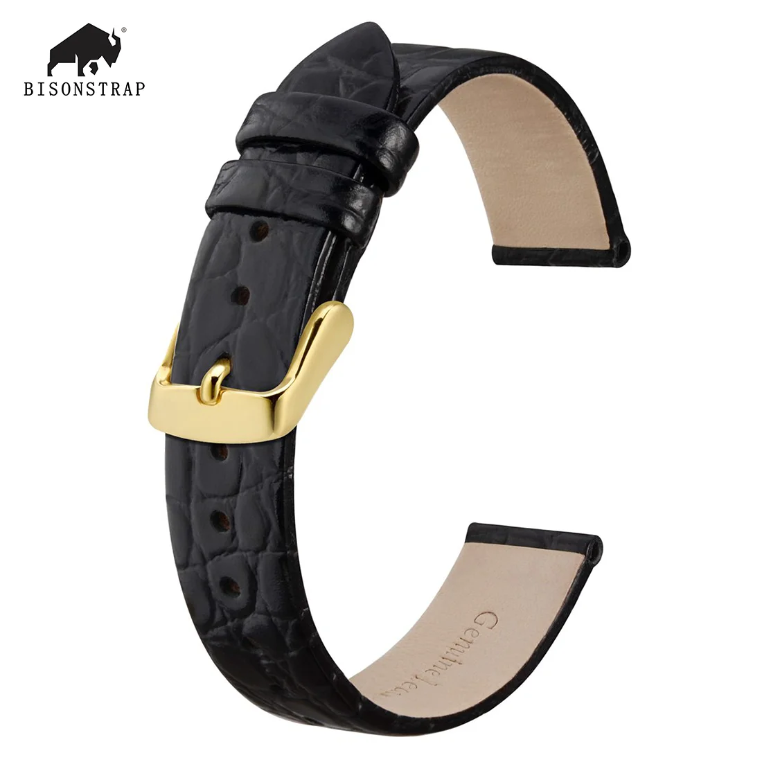 

BISONSTRAP Women Watch Straps, Leather Replacement Bands with Polished Stainless Buckle, 8mm 10mm 12mm 14mm 16mm 18mm 19mm 20mm
