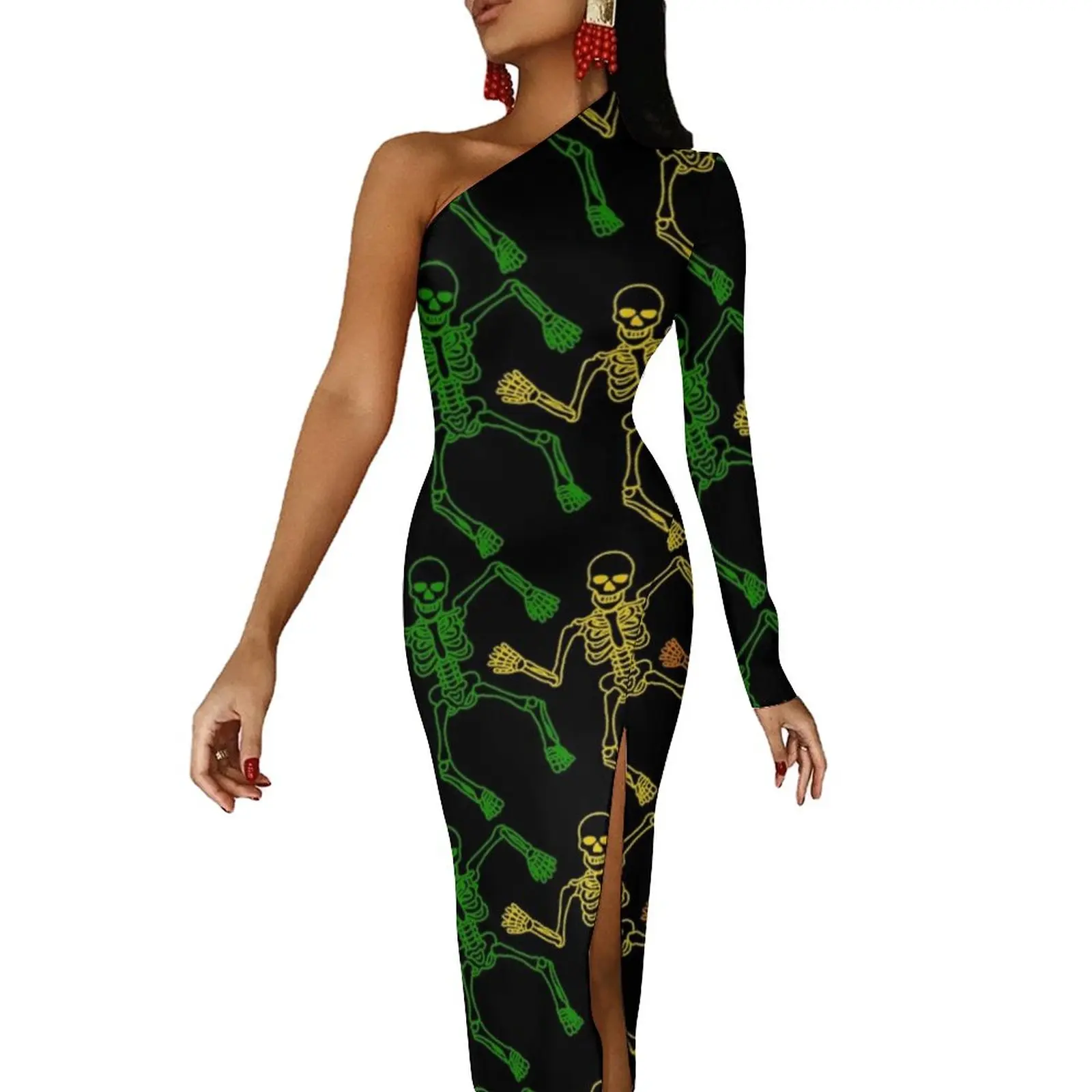 Colorful Skeleton Print High Slit Bodycon Dress Ladies Funny Halloween Cute Maxi Dress Spring One Shoulder Aesthetic Dresses
Colorful Skeleton Print High Slit Bodycon Dress Ladies Funny Halloween Cute Maxi Dress Spring One Shoulder Aesthetic Dresses