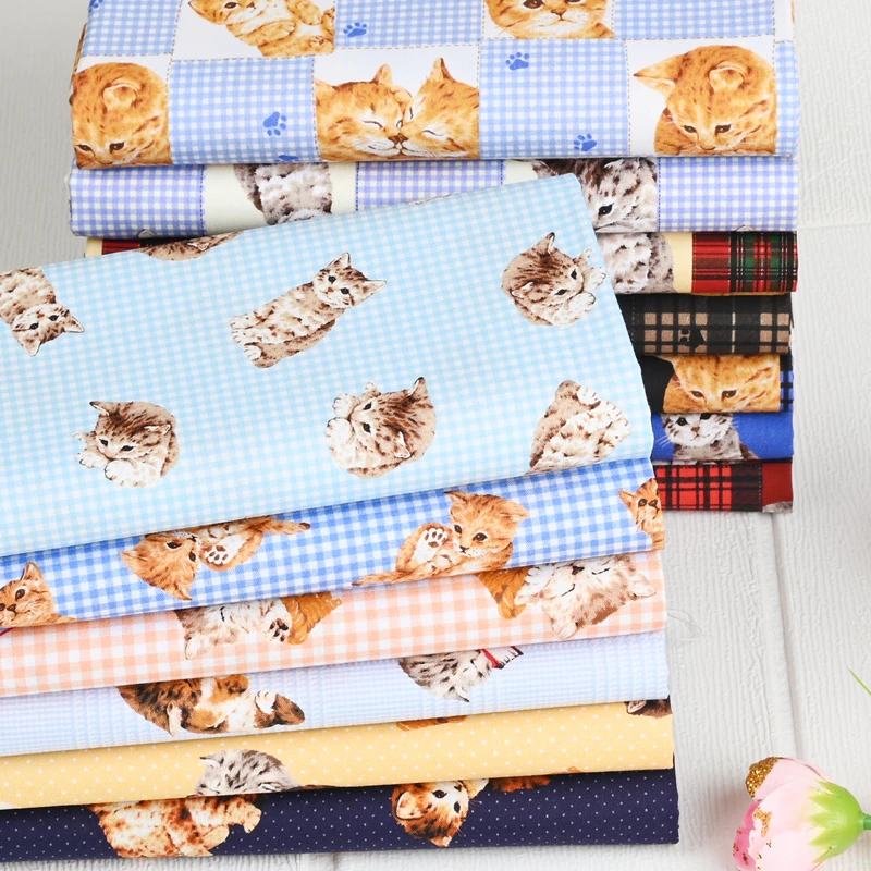 Half Yard Plain Thin Pure Cotton Fabric With Cute Cartoon Plaid Cat Print, Handmade DIY Garment Dress Sewing Tissue CR-1414
Half Yard Plain Thin Pure Cotton Fabric With Cute Cartoon Plaid Cat Print, Handmade DIY Garment Dress Sewing Tissue CR-1414