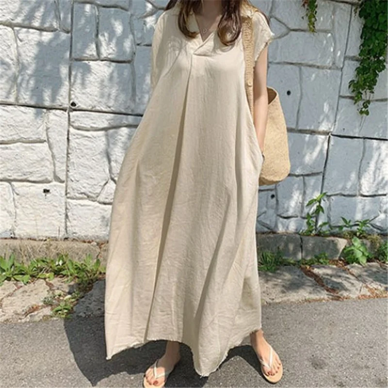 Long Casual Dress Woman Maxi Dresses V-neck Robe Summer Beach Holiday Cotton Sleeveless Shirt Skirt Loose Blouse Femme Vestidos
Long Casual Dress Woman Maxi Dresses V-neck Robe Summer Beach Holiday Cotton Sleeveless Shirt Skirt Loose Blouse Femme Vestidos