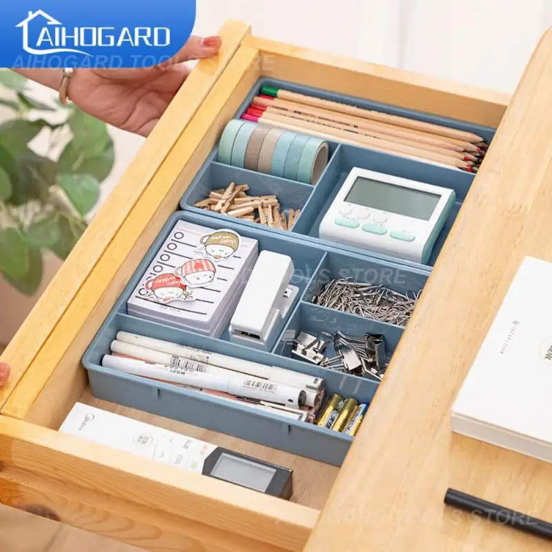 

Desk Drawer Organizer Stackable Multi-cell Desktop Storage Bin Tray Multi-Purpose Divider Container For Household Office Home