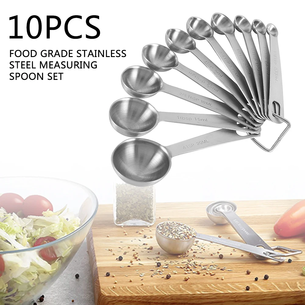 10pcs Measuring Spoons Set Stainless Steel Useful Cozinha Coffee Measuring Spoons Tea Kitchen Tools Handle Seasoning Sugar Scoop
10pcs Measuring Spoons Set Stainless Steel Useful Cozinha Coffee Measuring Spoons Tea Kitchen Tools Handle Seasoning Sugar Scoop