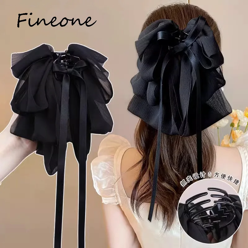 New Bow Floating Ribbon Grip Clip Girls Elegant Ponytail Braid Claw Clip Retro Luxury Female Hair Card Hair Accessories
New Bow Floating Ribbon Grip Clip Girls Elegant Ponytail Braid Claw Clip Retro Luxury Female Hair Card Hair Accessories