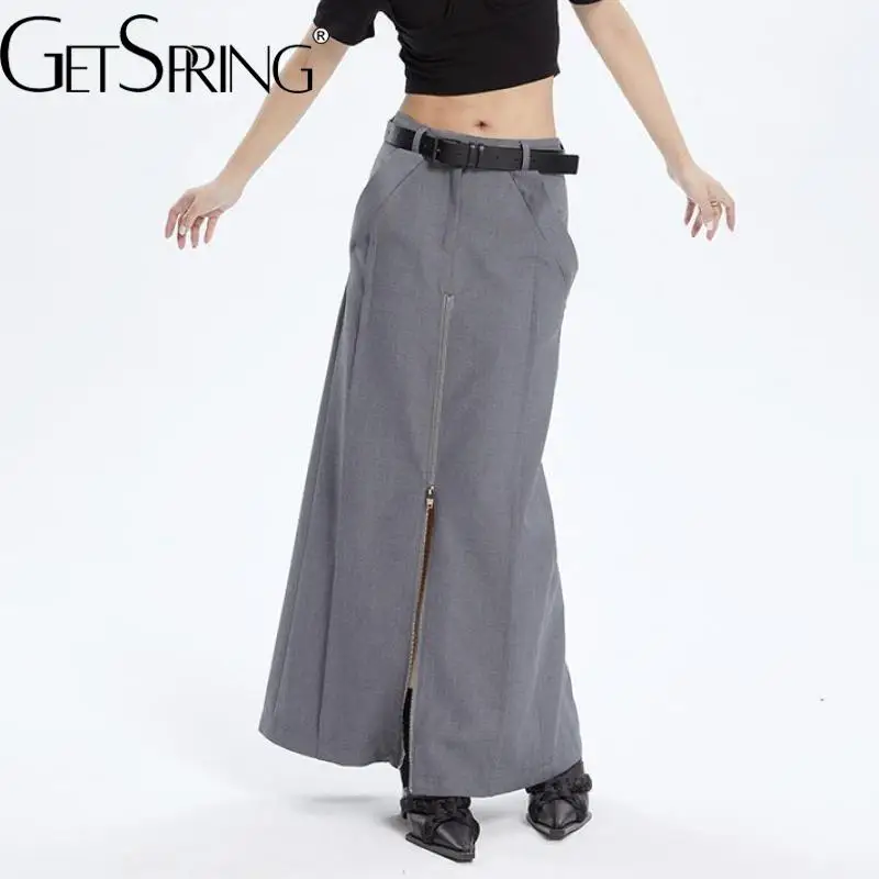 GetSpring Women Skirt Temperament Zipper Split Pocket Low Waist Long Skirt Solid Loose Straight Summer Skirts 2022 New Arrival
GetSpring Women Skirt Temperament Zipper Split Pocket Low Waist Long Skirt Solid Loose Straight Summer Skirts 2022 New Arrival