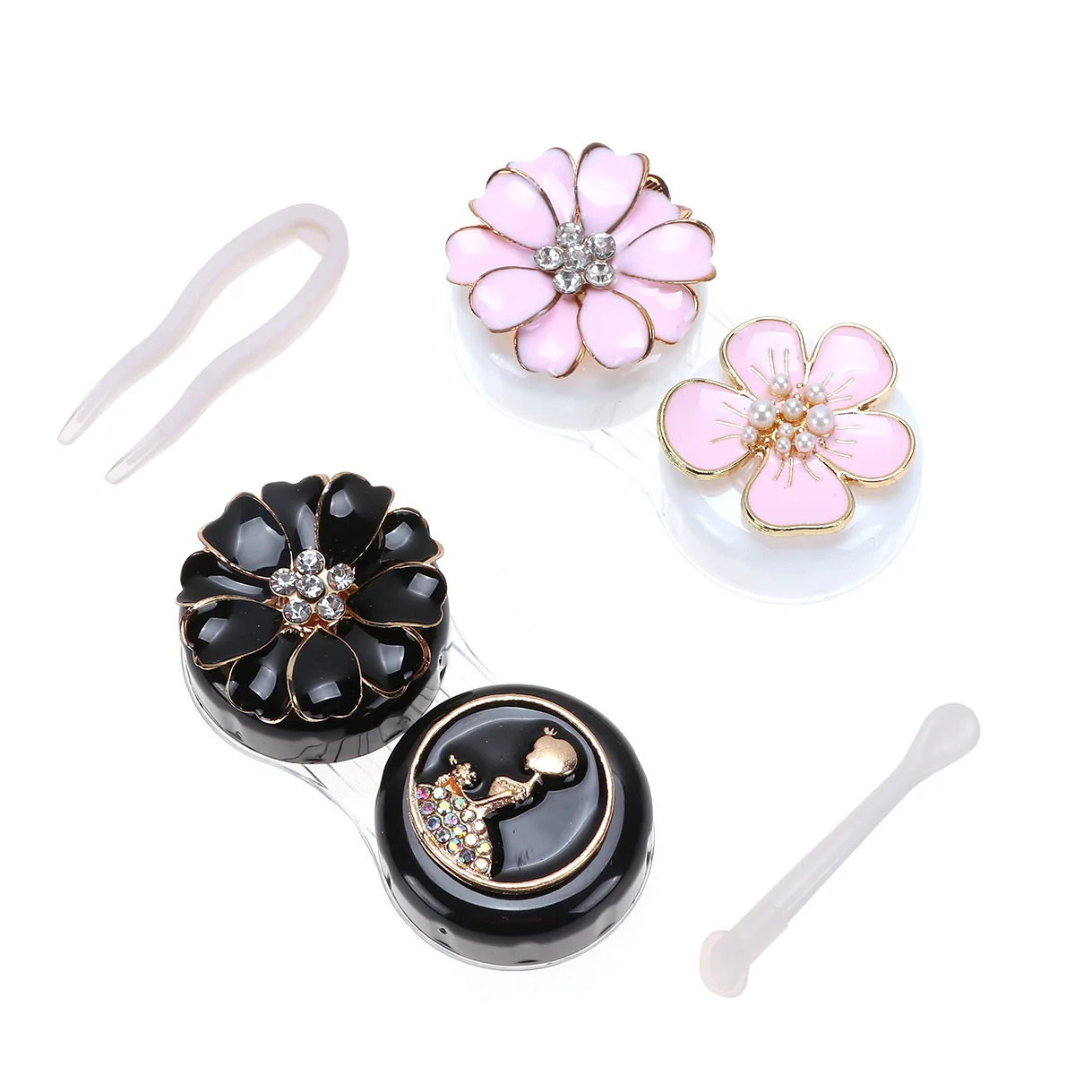 2 пары футляров для линз Стразы с цветочным узором чехол для путешествий портативный футляр для хранения
2 пары футляров для линз Стразы с цветочным узором чехол для путешествий портативный футляр для хранения