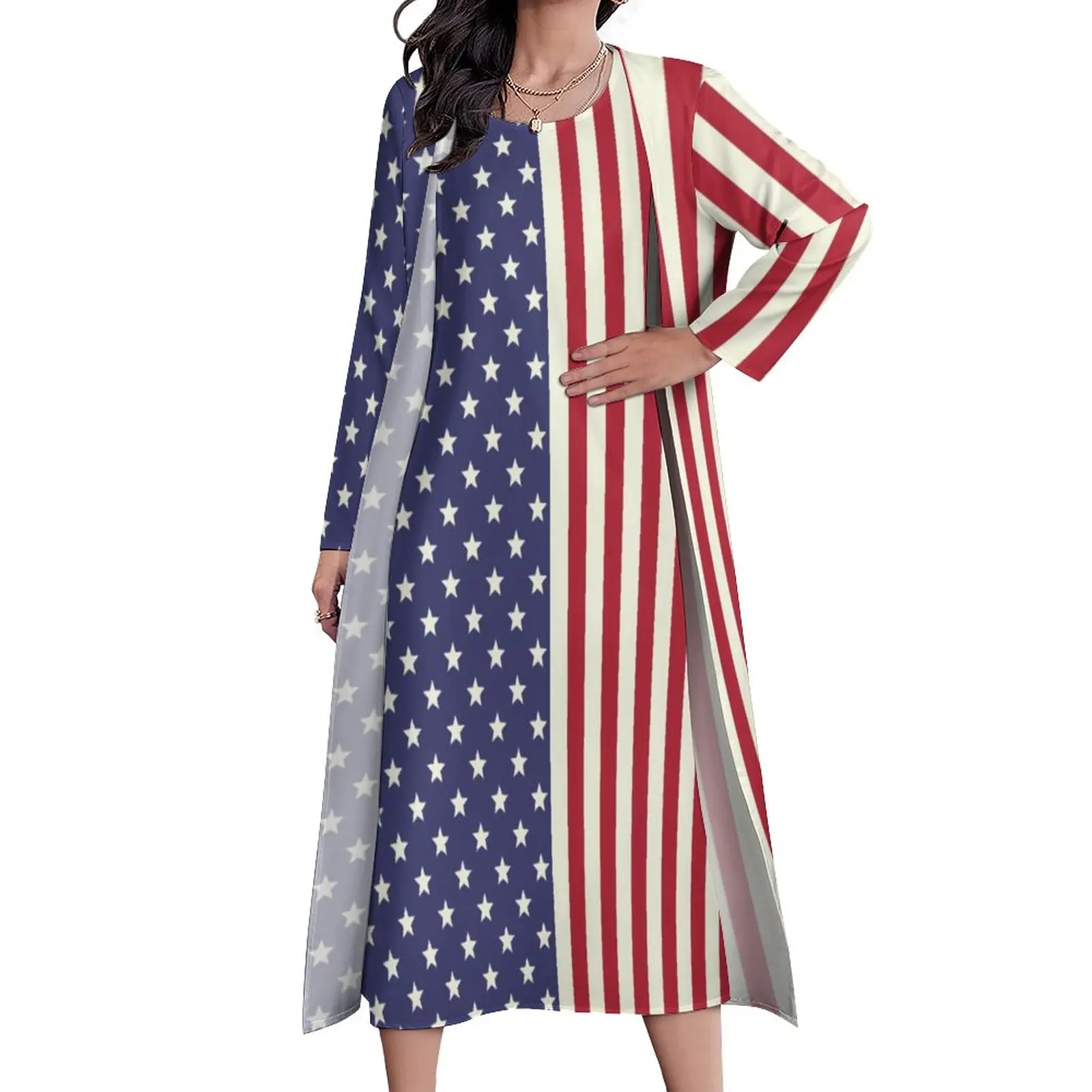 Женское длинное платье с американским флагом, двухцветное пляжное платье в стиле бохо с принтом звезд, большие размеры
Женское длинное платье с американским флагом, двухцветное пляжное платье в стиле бохо с принтом звезд, большие размеры