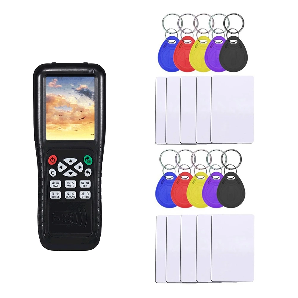 Копир RFID с функцией полного декодирования, считыватель ключей для смарт-карт, английская версия, записывающее устройство (10 ключей T5577 и 10 карт UID)
Копир RFID с функцией полного декодирования, считыватель ключей для смарт-карт, английская версия, записывающее устройство (10 ключей T5577 и 10 карт UID)