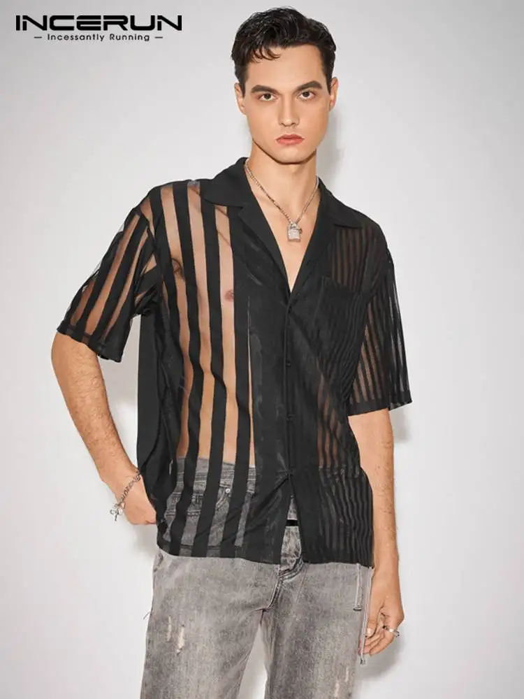 INCERUN Tops 2022 American Style New Men's Vertical Stripe Hollow Blouse Sexy Male Stripe Stitching Short-sleeved Shirts S-5XL
INCERUN Tops 2022 American Style New Men's Vertical Stripe Hollow Blouse Sexy Male Stripe Stitching Short-sleeved Shirts S-5XL