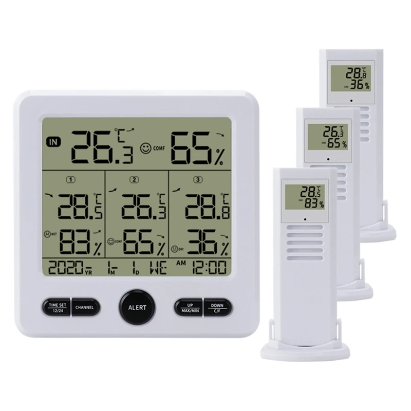 Digital Thermometer Hygrometer Indoor Outdoor Multi-Function Temperature Humidity With Wireless Sensor White
Digital Thermometer Hygrometer Indoor Outdoor Multi-Function Temperature Humidity With Wireless Sensor White