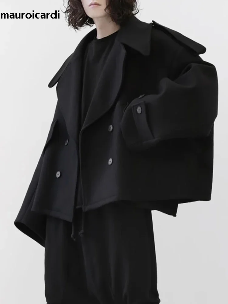 Теплое черное шерстяное пальто Mauroicardi большого размера на осень и зиму, Мужская крутая свободная роскошная винтажная одежда темной Академии 2023
Теплое черное шерстяное пальто Mauroicardi большого размера на осень и зиму, Мужская крутая свободная роскошная винтажная одежда темной Академии 2023