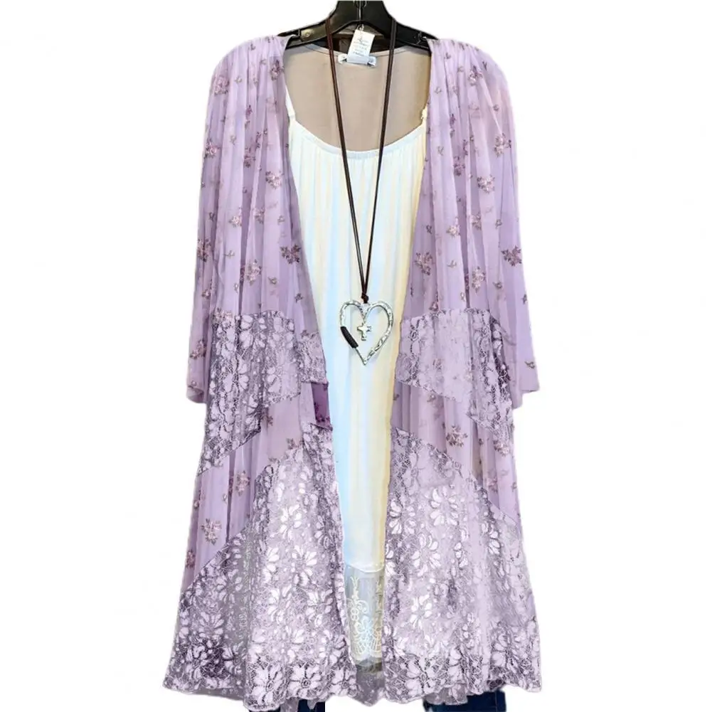 Women Coat Floral Print Patchwork Loose Sun Protection Long Outerwear for Daily Wear
Women Coat Floral Print Patchwork Loose Sun Protection Long Outerwear for Daily Wear
