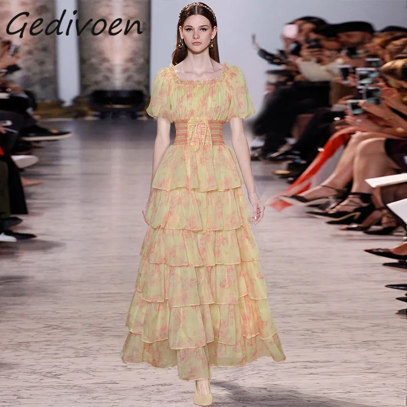 Летнее модное дизайнерское платье Gedivoen с винтажным принтом, женское длинное платье с квадратным вырезом, открытой спиной, эластичным поясом и оборками
Летнее модное дизайнерское платье Gedivoen с винтажным принтом, женское длинное платье с квадратным вырезом, открытой спиной, эластичным поясом и оборками